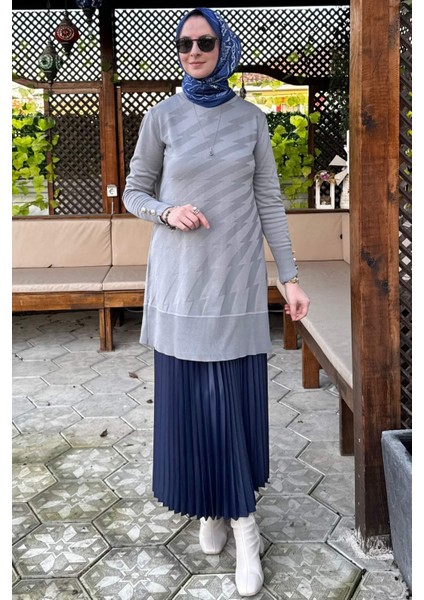 Bilge Triko Tunik Gri
