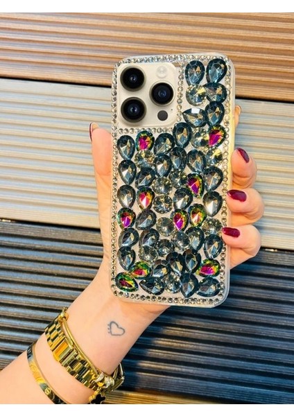Apple iPhone 14 Pro Max Uyumlu Siyah Simli Taşlı Lüks Telefon Kılıfı fiyatları