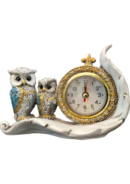 Lüks 2'li Baykuş Işlemeli Dekoratif Biblo Masa Saati Ev Ofis Yeni Yıl si Konsol Vitrin Süsü fiyatları