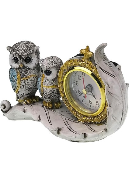 Lüks 2'li Baykuş Işlemeli Dekoratif Biblo Masa Saati Ev Ofis Yeni Yıl si Konsol Vitrin Süsü fırsatları