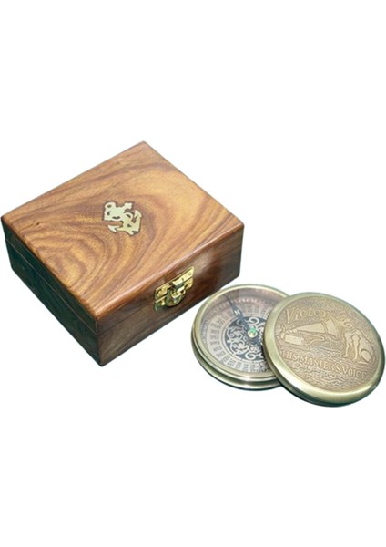 Ahşap Kutulu Pirinç Pusula