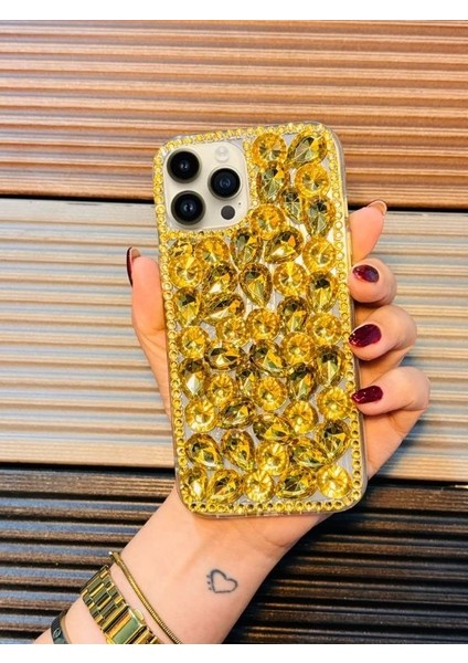 Iphone 15 Promax Gold Taşlı Kokoş Kılıf modelleri