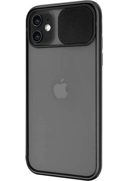 Apple iPhone 11 Kılıf 6.1 Inch Sürgülü Kamera Korumalı Silikon Kapak (Siyah)