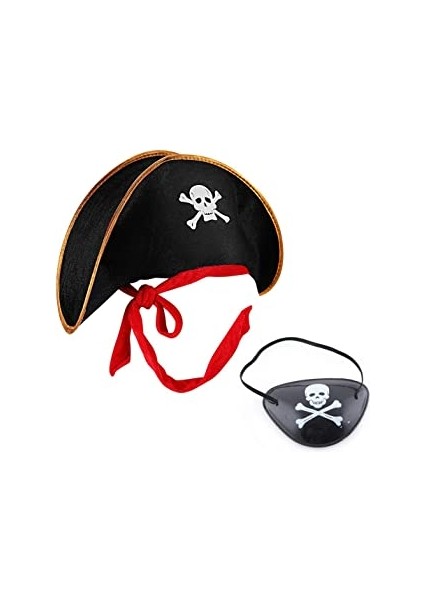 Kaptan Jack Çocuk Korsan Şapkası ve Göz Bandı Seti (4825)
