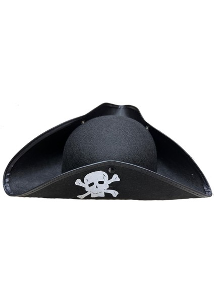 Siyah Renk Korsan Armalı Kaptan Jack Sparrow Korsan Denizci Şapkası (4825)