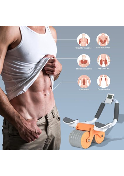 Karın Kası Göbek Eritici Abdominal Ab Roller Telefon Tutuculu Sayaçlı Turuncu