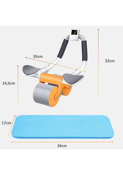 Karın Kası Göbek Eritici Abdominal Ab Roller Telefon Tutuculu Sayaçlı Turuncu