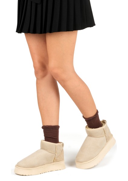 Kadın Mini Boy Süet Içi Kürklü Kalın Taban Bot fırsatları