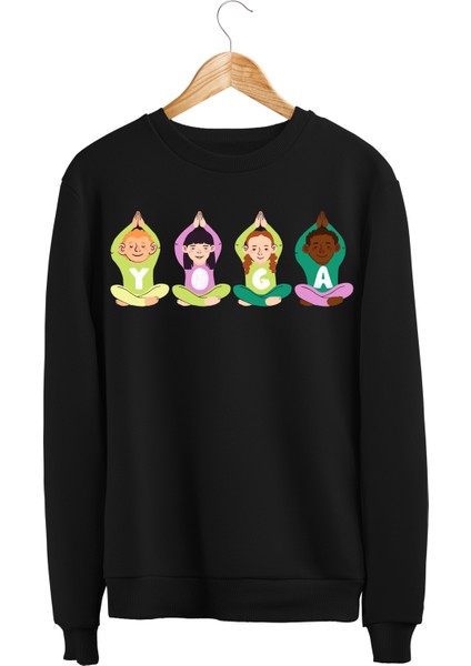 Yoga Çocuklar Tasarımlı Özel Baskı Regular Sweatshirt