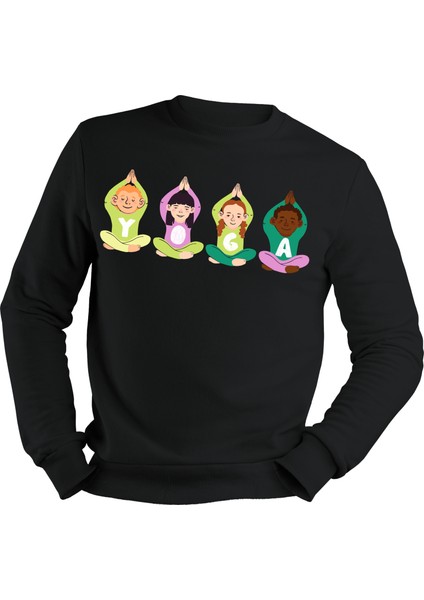 Yoga Çocuklar Tasarımlı Özel Baskı Regular Sweatshirt