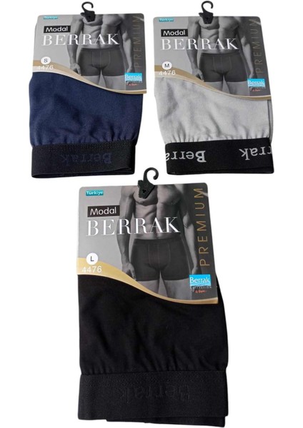 Erkek boxer 3'lü ekonomik paket pamuklu cotton modal siyah, lacivert, gri rahat yumuşak elasten BMB1-4L