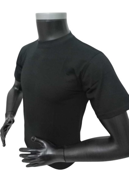Tişört sıfır yaka pamuklu cotton siyah slim fit yumuşak esnek nefes alabilen penye kumaş SS1-2XL