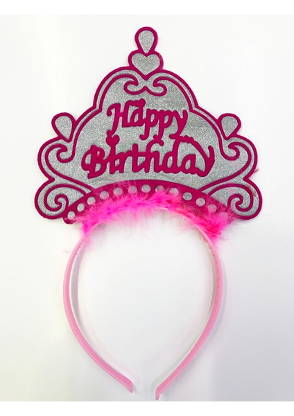 Happy Birthday Yazılı Neon Renk Taç 12 Adet (4825)