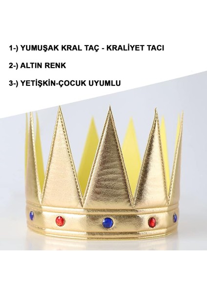 Altın Renk Eva Yumuşak Kral Kraliyet Tacı Yetişkin Çocuk Uyumlu 55 cm (4825)