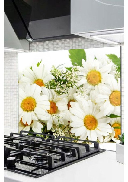 Papatyalar Cam Ocak Arkası 60 x 90 Cm