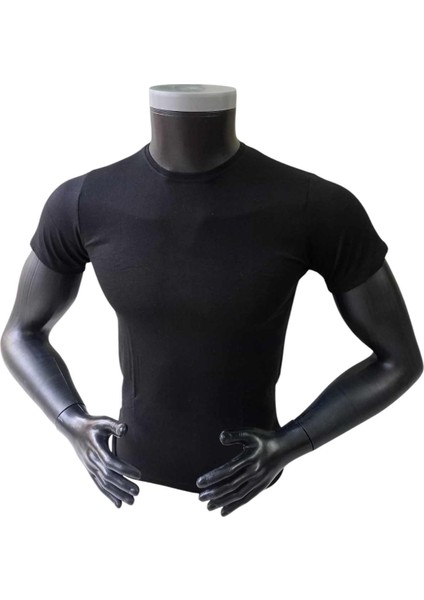 Tişört pamuklu cotton modal siyah sıfır yaka slim fit yumuşak esnek unisex SS1-1XL