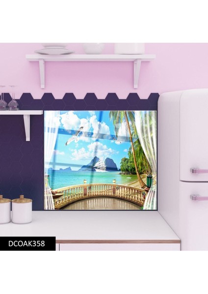 Ada Manzarası Cam Ocak Arkası 60 x 90 Cm