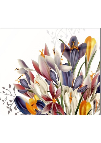 Renkli Çiçekler Cam Ocak Arkası 60 x 90 Cm