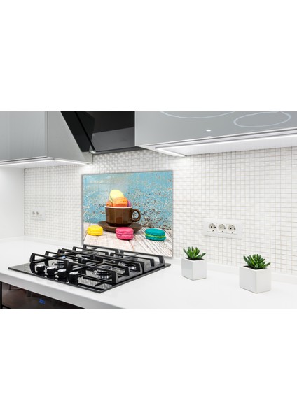 Fincan ve Makaronlar Cam Ocak Arkası 60 x 90 Cm
