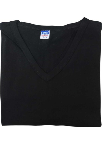 Tişört 3'lü ekonomik paket siyah slim fit V yaka pamuklu cotton nefes alabilen berrak marka VS1-4XXL