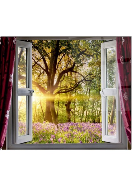 Pencere ve Orman Cam Ocak Arkası 60 x 90 Cm