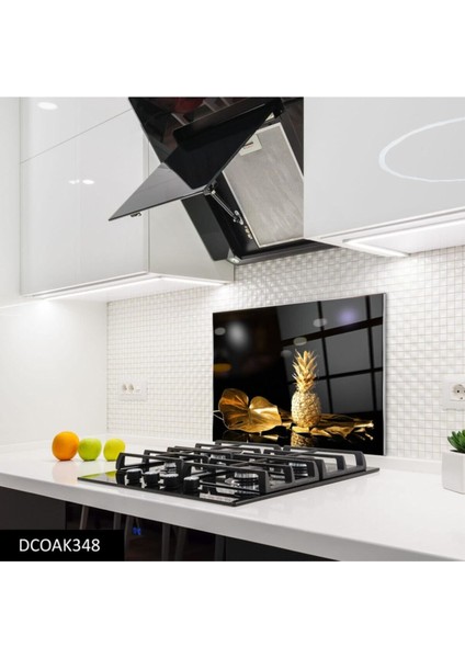 Altın Ananas Cam Ocak Arkası 60 x 90 Cm