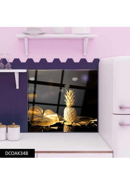Altın Ananas Cam Ocak Arkası 60 x 90 Cm