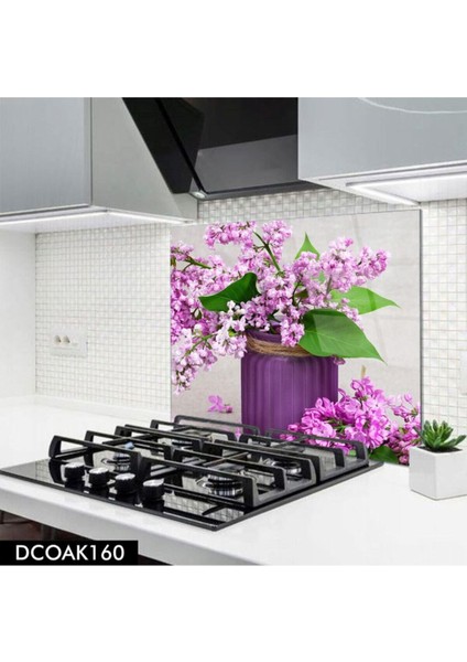Mor Leylak Cam Ocak Arkası 60 x 90 Cm