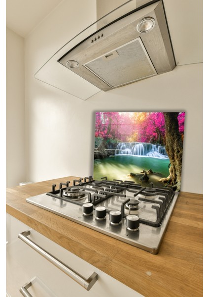 Manzara ve Şelale Cam Ocak Arkası 60 x 90 Cm