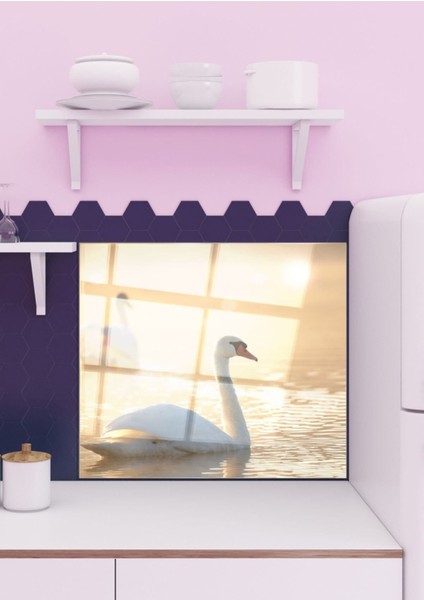 Kuğu Cam Ocak Arkası 60 x 90 Cm