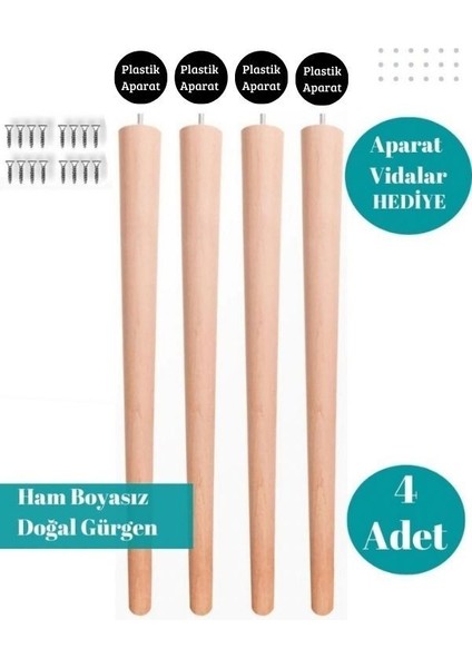 30CM 4lük Ahşap Konik Ayak.