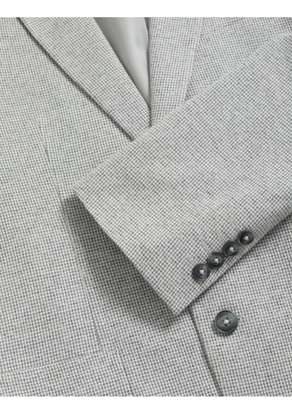 Tailored Fit Pamuklu Puppytooth Blazer Ceket