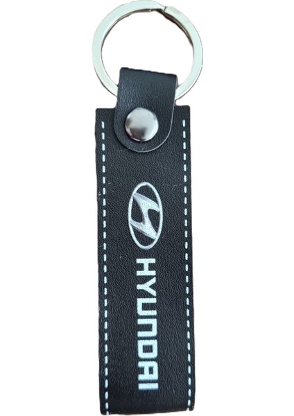 Hyundai Logolu Siyah Deri Anahtarlık