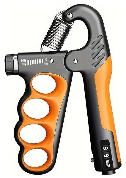 Sayaçlı Ergonomik 5-100KG El Yayı Bilek Güçlendirici Fitness Egzersiz Spor Aleti Sayaçlı Xl Boy Turuncu