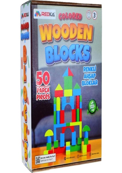Renkli Ahşap Bloklar 50 Parça RD5671