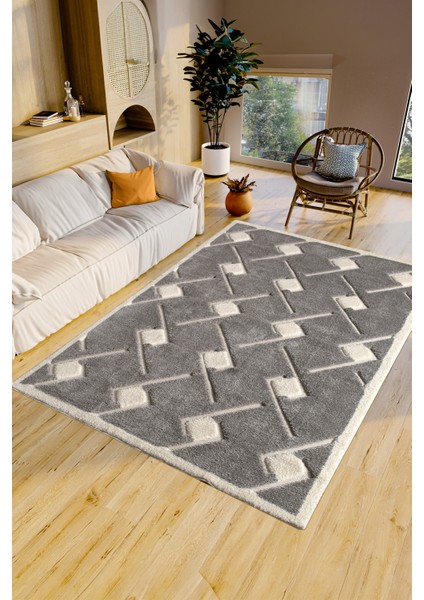 Comfort Modern Yumuşak Konforlu Halı ve Yolluk 135D Krem Gri