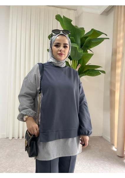 Asel Fashion Line Gömlekli Ikili Takım Antrasit Gri modelleri