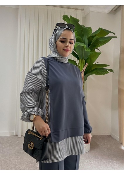 Asel Fashion Line Gömlekli Ikili Takım Antrasit Gri fırsatları