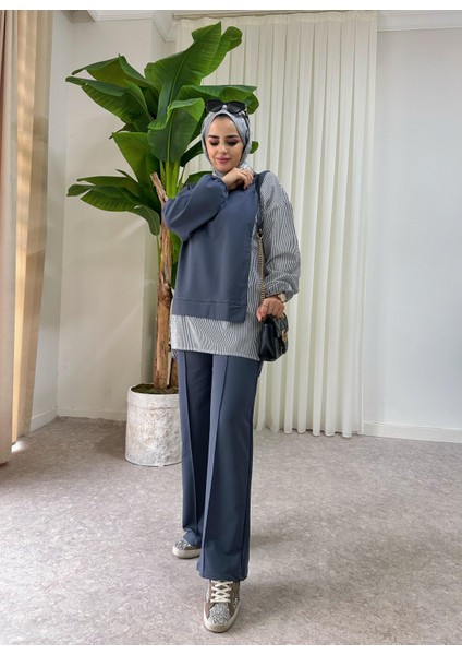 Asel Fashion Line Gömlekli Ikili Takım Antrasit Gri indirimleri