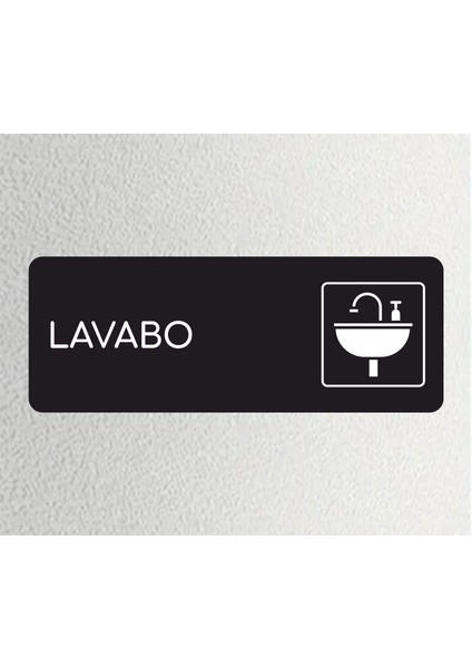 Lavabo - Ofis Departman Kapı İsimliği, Yönlendirme Levhası 24X9 cm Siyah Renk