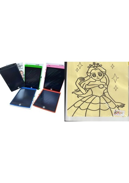 LCD Yazı Tableti + 5 Adet Kum Boyama Seti Hediye!