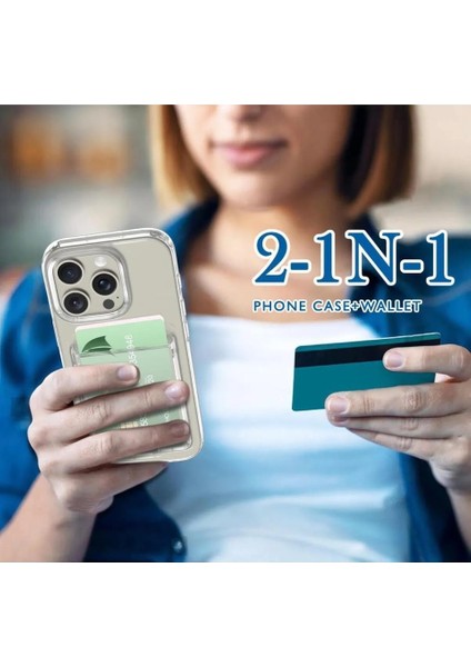 Apple iPhone 16 Pro Uyumlu Kılıf Kartlık Bölmeli Arkası Şeffaf Soft Dayanıklı Kılıf Kapak