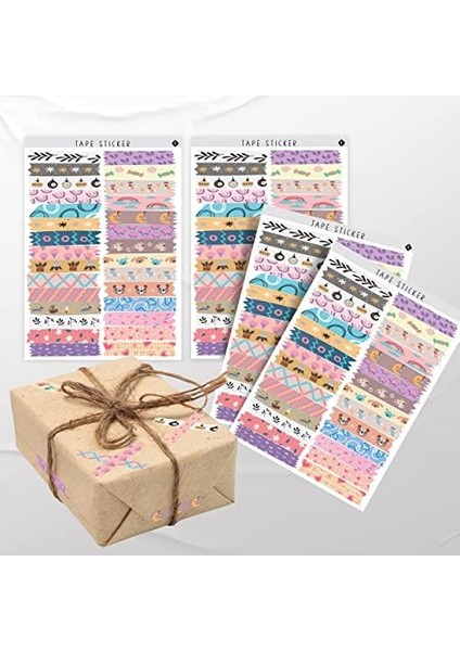 Paketleme Çıkartmaları - ler Için Şerit Sticker - 112 Adet 1.2 x 7 cm - Renkli Şerit Etiketler - Parti Seri