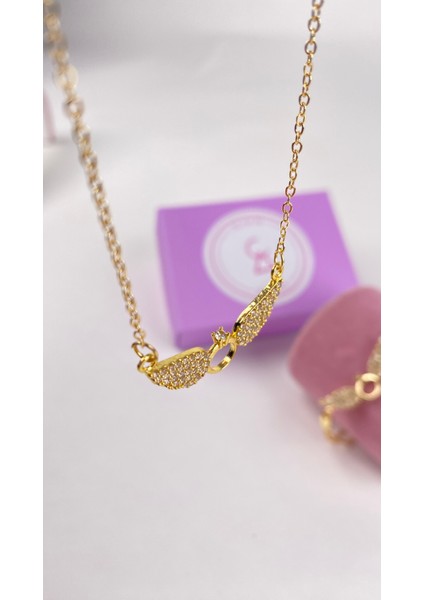 14 Ayar Gold Kaplama Kanatlı Tektaş Kolye ve Bileklik Seti , Sevgililer Günü Hediyesi fırsatları