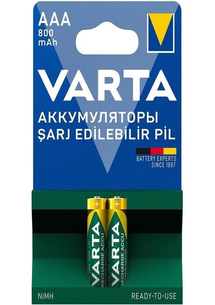 Varta 56703 Power 800MAH Aaa Şarj Edilebilir Ince Kalem Pil 2'li Paket-Erpilsan Elektronik