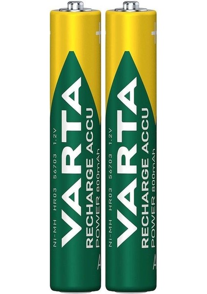Varta 56703 Power 800MAH Aaa Şarj Edilebilir Ince Kalem Pil 2'li Paket-Erpilsan Elektronik