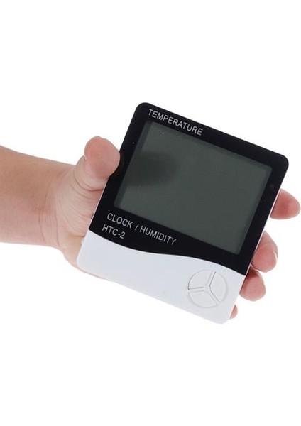 ç ve Dış Ortam Sıcaklığını Ölçebilen LCD Ekran Saat Göstergeli Alarmlı Nem Ölçer Termometre (4825)