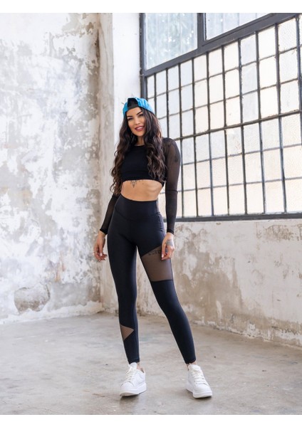 Tül Pencere Detaylı Spor Tayt modelleri