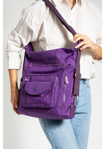 Klinkır Kumaş Ister Sırt Ister Omuz Ister Çapraz Askılı Fonksiyonel Kullanım Kadın Çantası 30*30 cm
