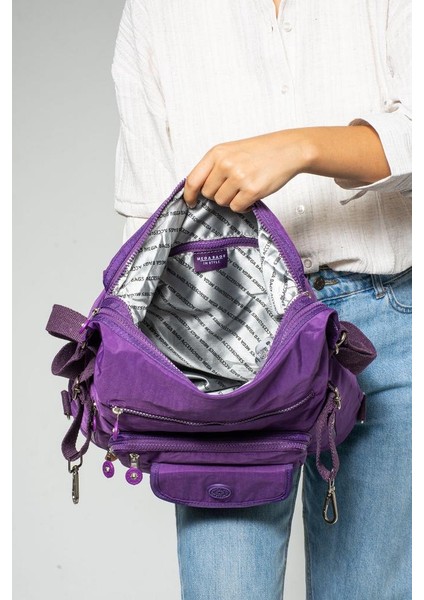 Klinkır Kumaş Ister Sırt Ister Omuz Ister Çapraz Askılı Fonksiyonel Kullanım Kadın Çantası 30*30 cm fırsatları
